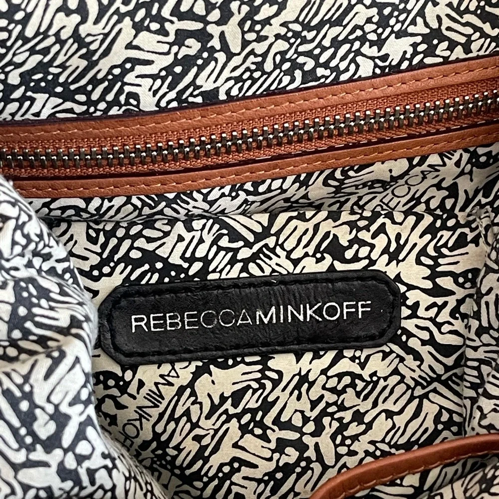 Rebecca Minkoff Bonnie Box Woven Almond Brown Leather Satchel Shoulder Bag - Picture 12 of 15